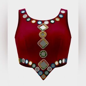 Mirror work Pink Women's crop top